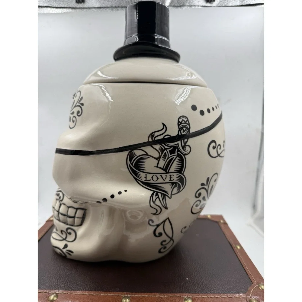 Halloween Sugar Skull with Top Hat, Tattoos, And Eye Patch  Ceramic Cookie Jar